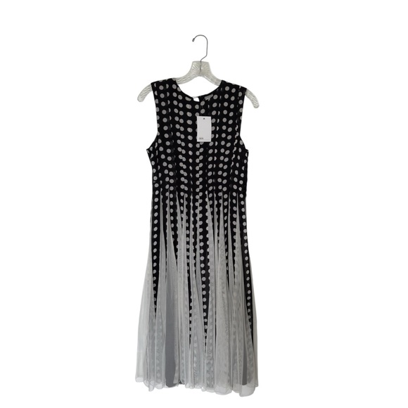 ASOS Black White Polka Dot Whimsical Fairy Round Neck Dress Size 4 NWT Flowy - Picture 1 of 9